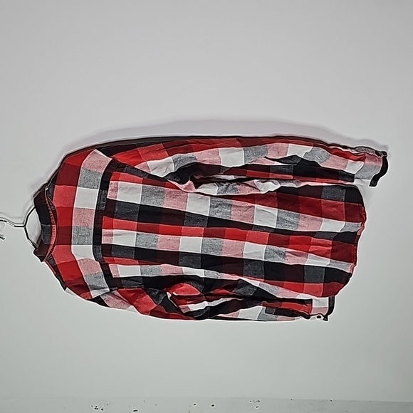 Levi's medium red ans gray plaid button down long sleeve shirt - Picture 4 of 6